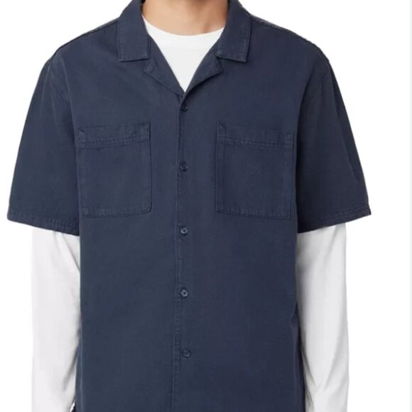 🌙 Frank and Oak Pocket Camp Collar Shirt – Midnight Navy, Men’s Medium (NWT) - Picture 2 of 8
